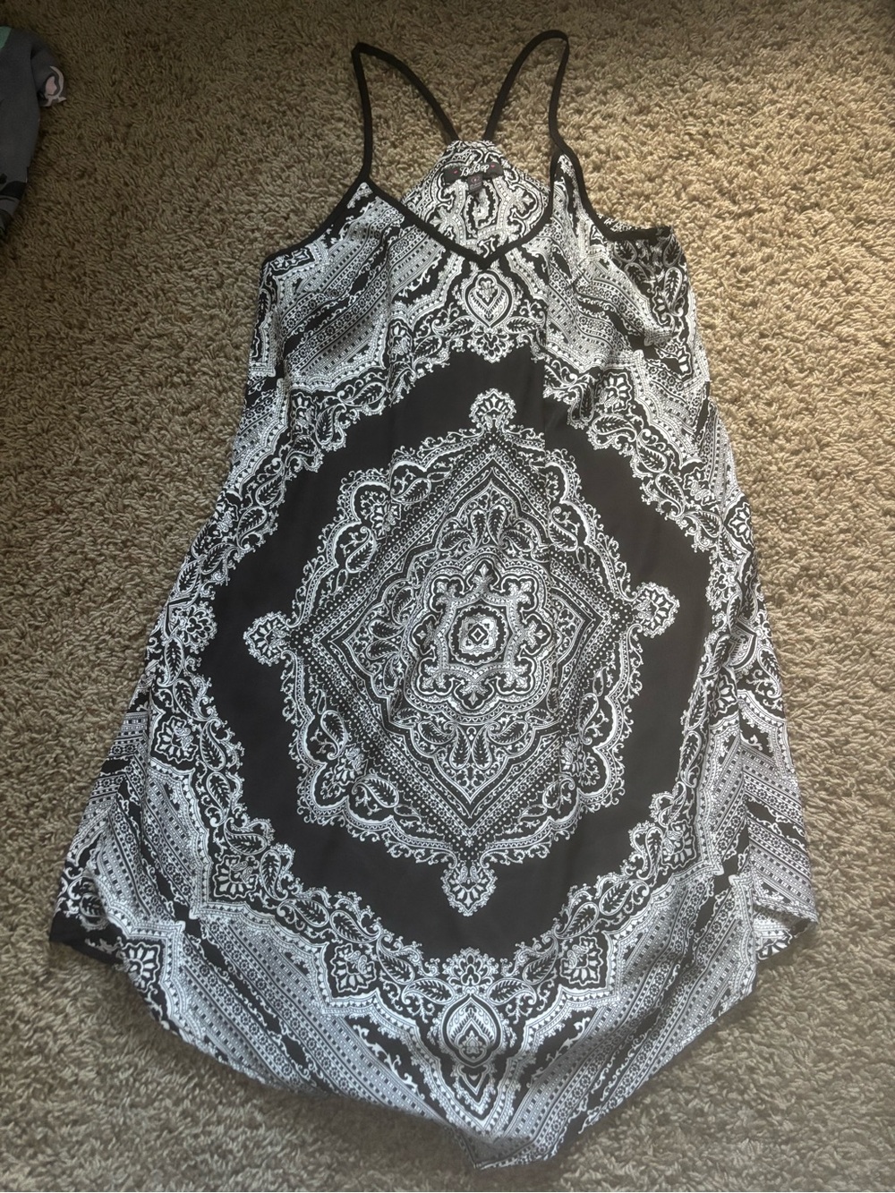 BeBop Black & White Paisley Medallion Mini Dress